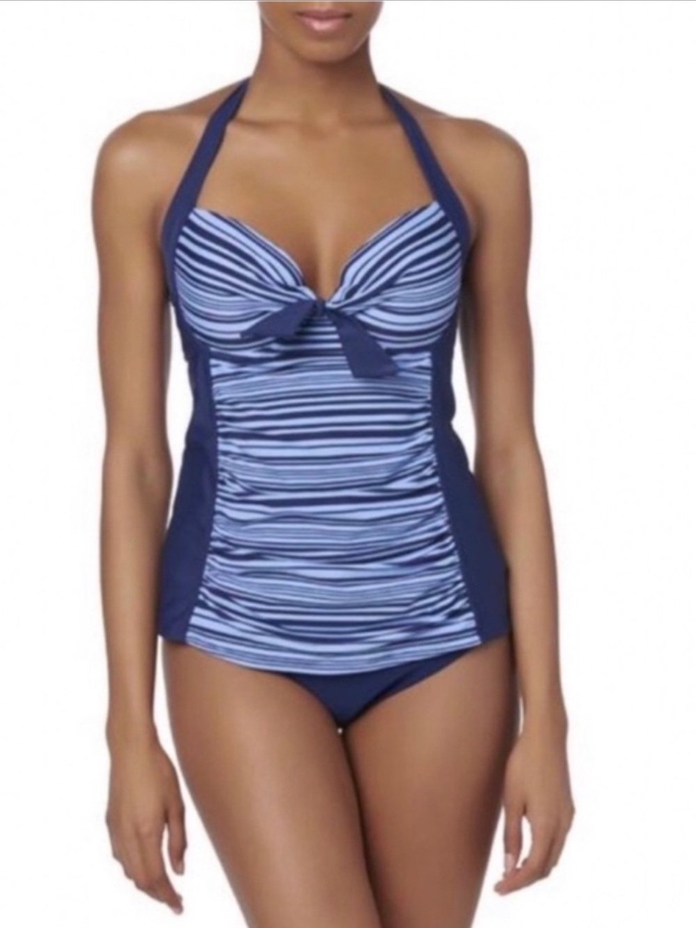 NWT Tropical Escape Striped Halter Tankini Top